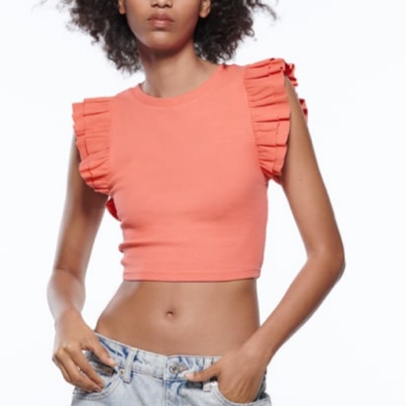 Zara | Tops | Blue Ruffled Sleeveless Top Zara Size M | Poshmark